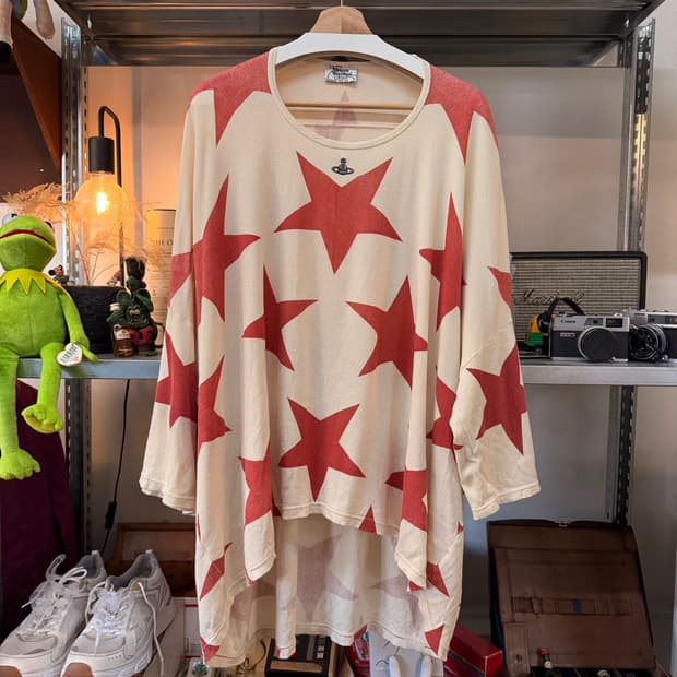 비비안 웨스트우드 써멀 와플 오로라 로고 스타 패턴 롱슬리브 FREE