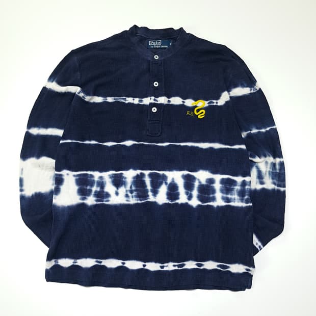 CL122 M 폴로 랄프로렌 00s 스네이크 자수 & 타이다이 와플 헨