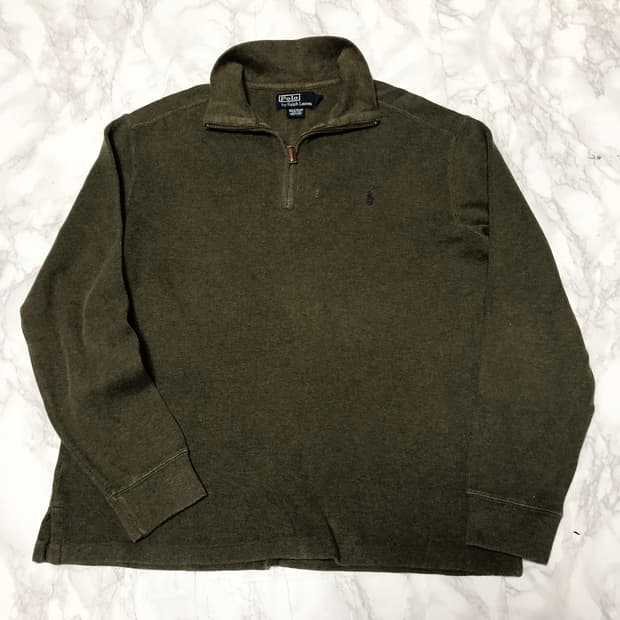 폴로 랄프로렌 반집업 니트 카키