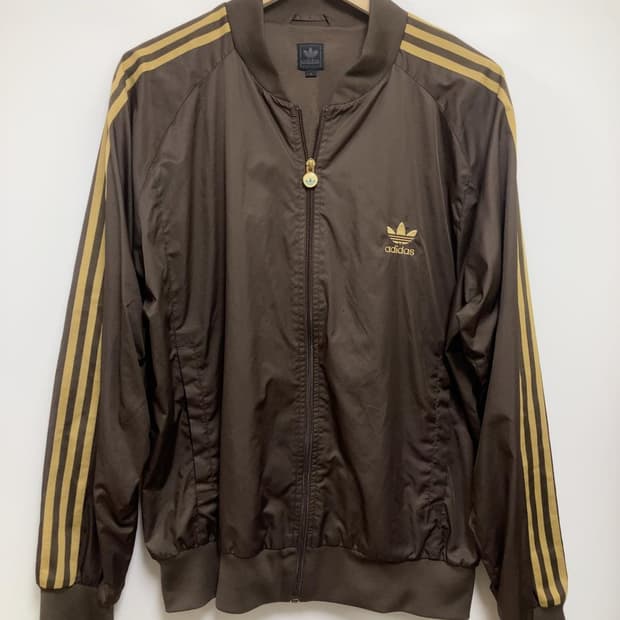 아디다스 브라운 골드 져지 갈금 자켓 집업 트랙탑