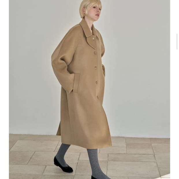 니하운 Belivet Balmacaan Coat (Beige)