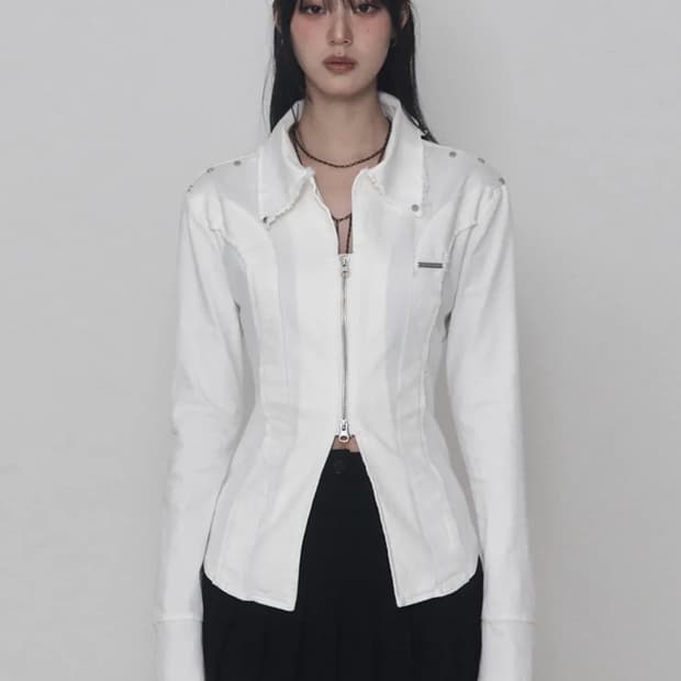 에트오소메 데미지 아일렛 코르셋 자켓 화이트