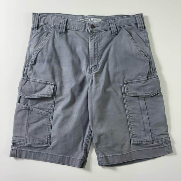 Carhartt  칼하트 워시드 그레이 카고 하프팬츠 
