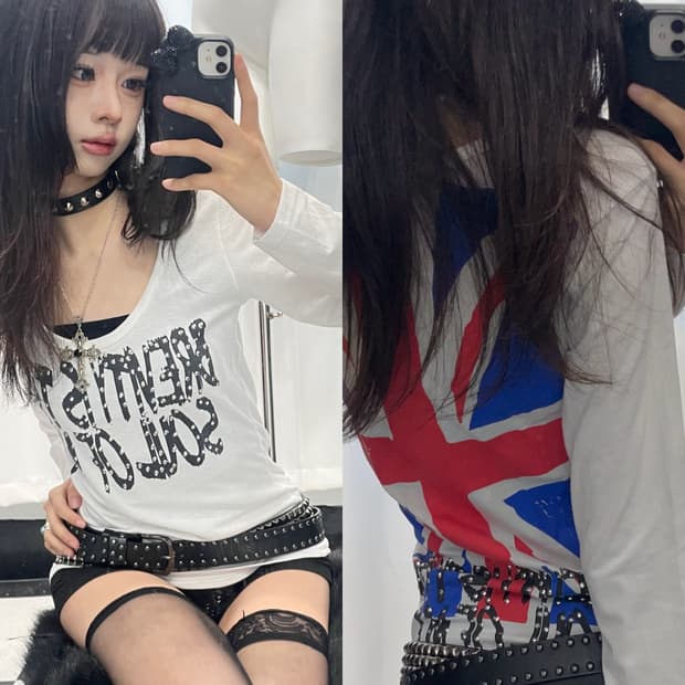 🎸화이트 유니온 잭 롱슬리브🎸