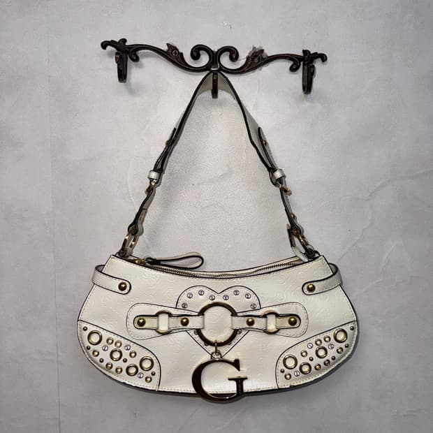 Guess logo eyelet stud shoulder bag