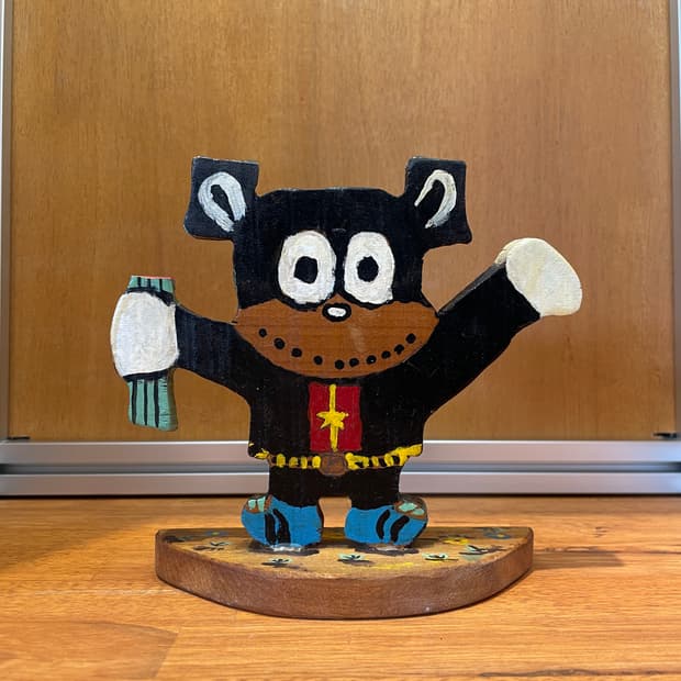 Hand-Painted Wooden Bear Figurine