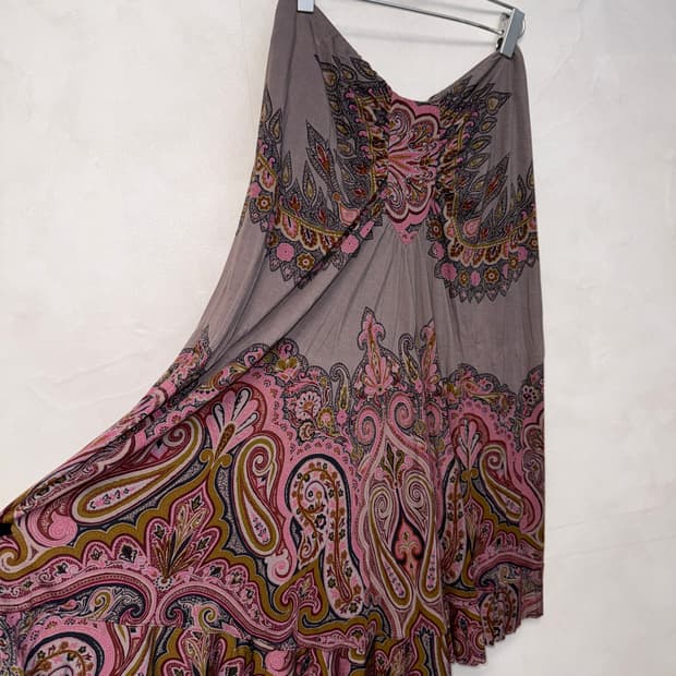 ETRO pink gray ethnic paisley cotton sk