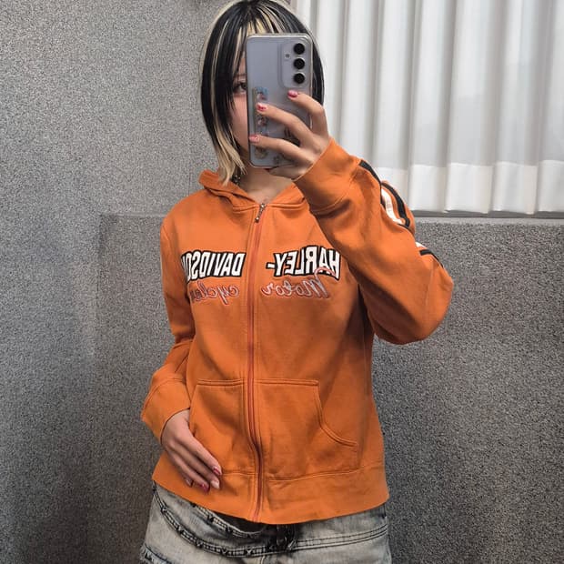 HARLEY DAVIDSON ORANGE HOODIE ZIPUP 