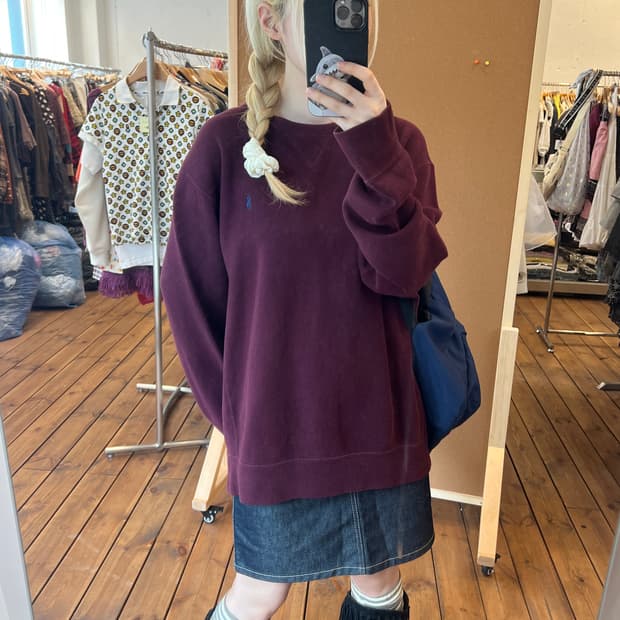 폴로 버건디 니트