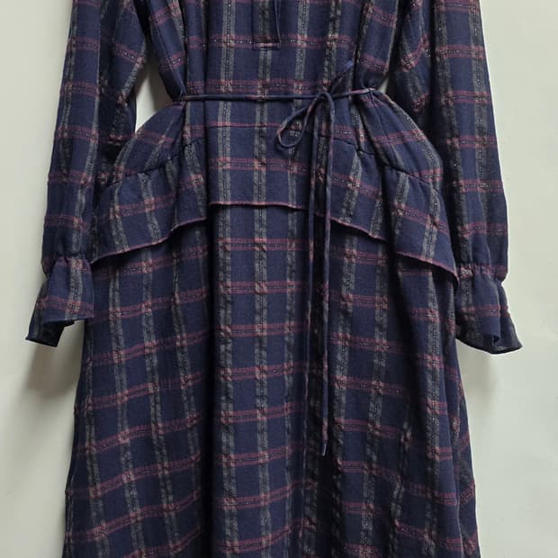 한섬)SJSJ 글리터 체크 모 롱 원피스 S