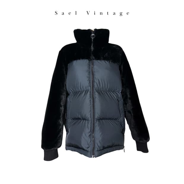 질스튜어트 스포츠 19FW 블랙 에코퍼 숏 다운 패딩