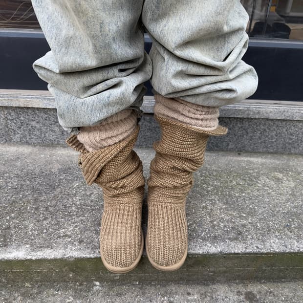 2000s Y2K 니트 카디 어그 부츠