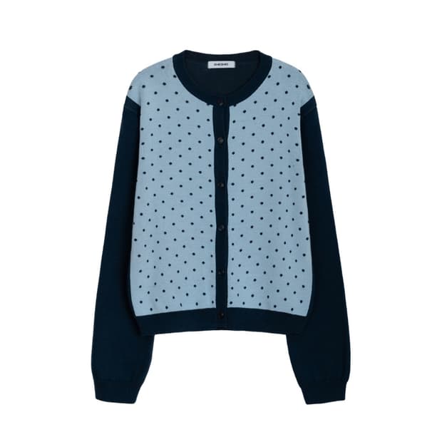 오헤시오 가디건 dot two tone cardigan baby blue
