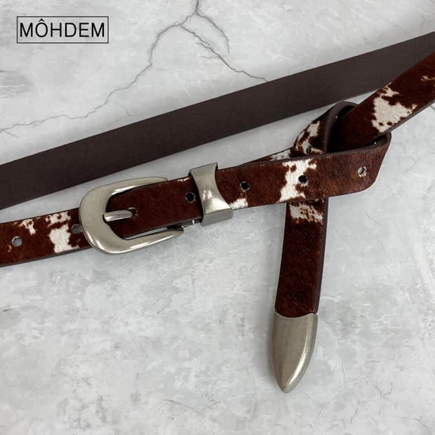 [Unisex] 카우 송치털 웨스턴 가죽 벨트
