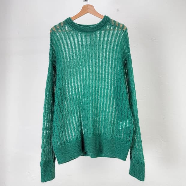 리버 그린 로드리 네트 시스루 니트 스웨터