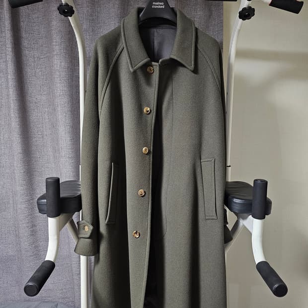 브라운야드 발마칸 올리브그레이 롱코트 21fw(가장 이쁜시즌) 105