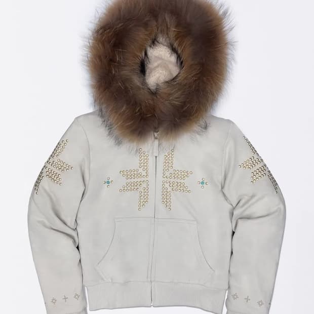 스컬프터 fur trimming hooded zip up