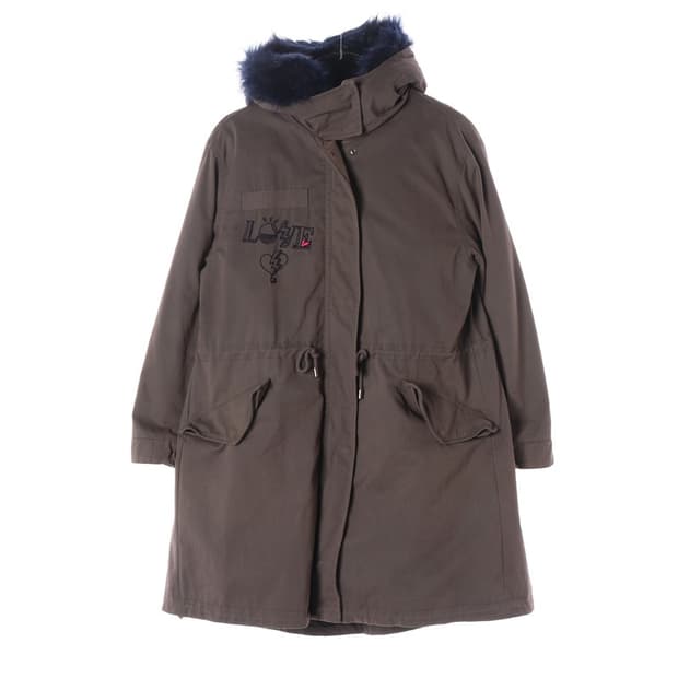 앳코너 LOVE 자수 네이비 퍼 트리밍 야상 점퍼