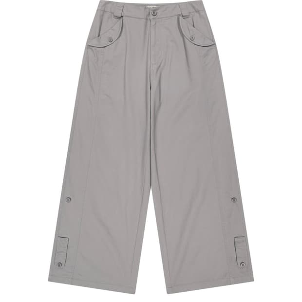 WASHED BUTTON TAB PANTS GREY