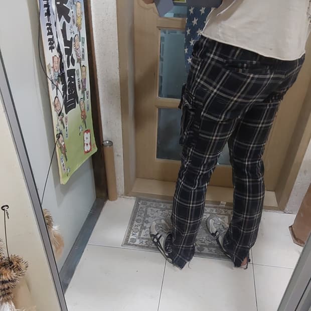 Bee bell 체크 카고 팬츠