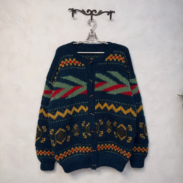 Navy bohemian heavy wool cardigan