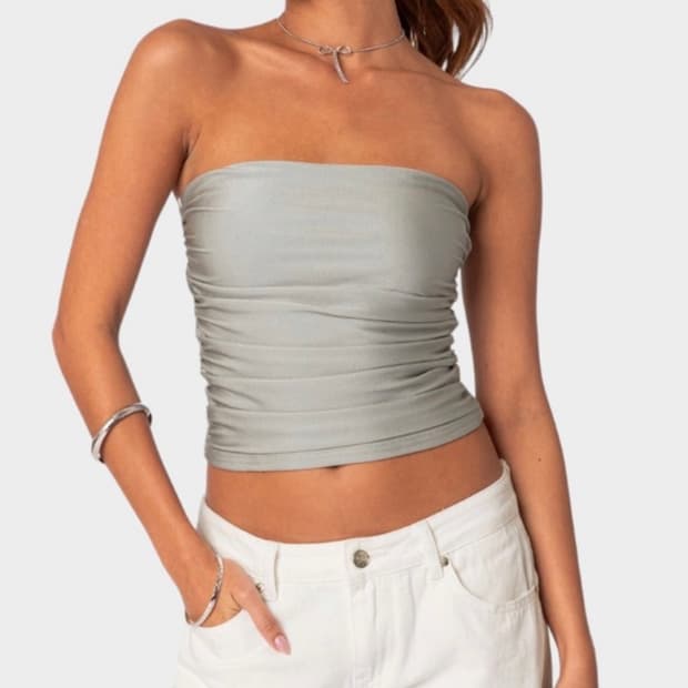Edikted Maxeen shiny gathered tube top