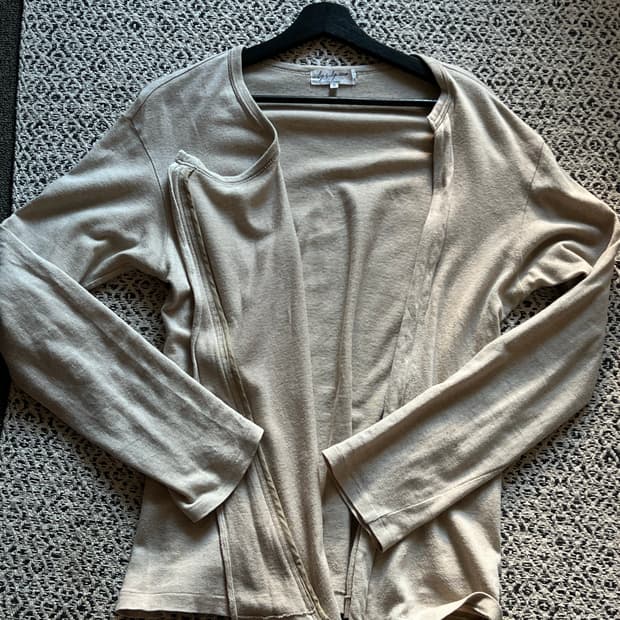 요지 야마모토 사선지퍼 가디건