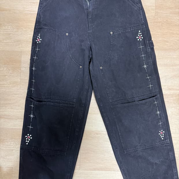 [1] 아오이로 페이크 스터드 더블니 데님 팬츠