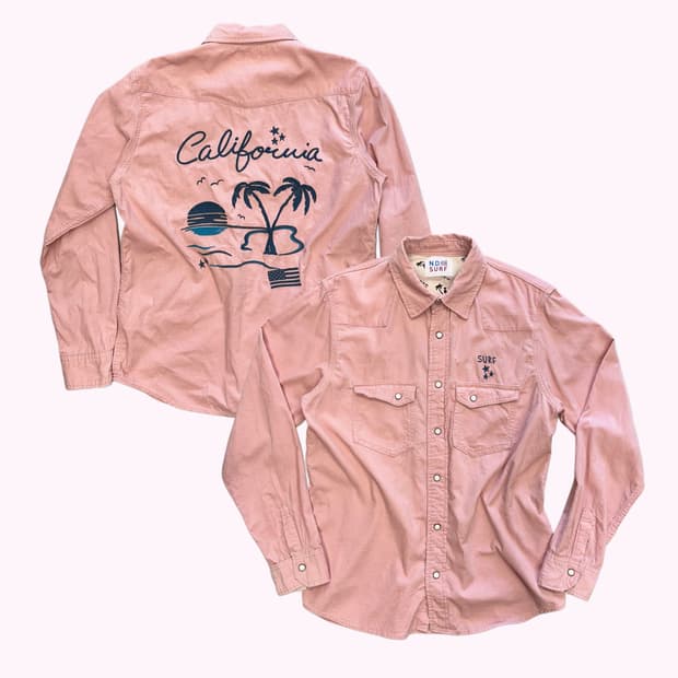 pink corduroy hawaiian western shirt