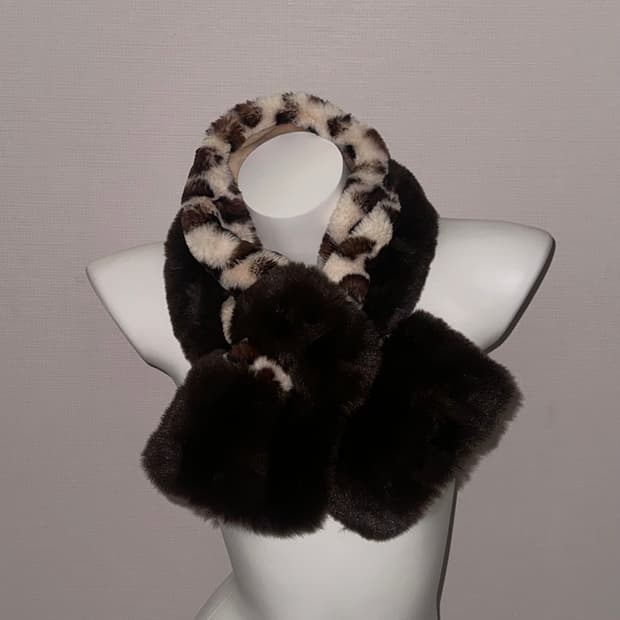 빈티지  호피 갸루 퍼 머플러