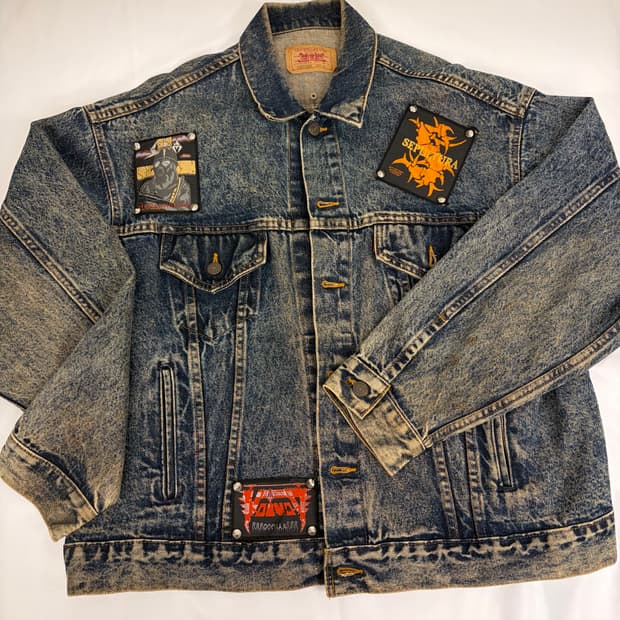 [XL] 리바이스 워싱데님 패치 청 자켓