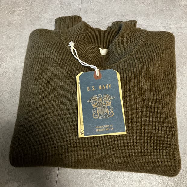 브론슨 USN 울 터틀넥 니트 스웨터 아미그린 40 (미착용)