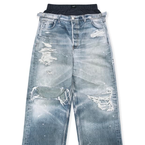 TROMPE-LOEIL LAYERED PANTS - BLUE   3사이즈