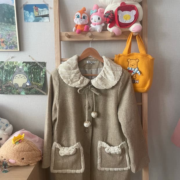 모리걸 빈티지 폼폼이 리본 울코트💛🎀