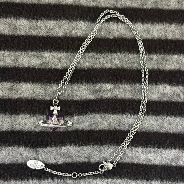 비비안웨스트우드 디아망떼 퍼플 하트 목걸이