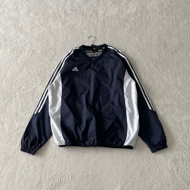 L 아디다스 웜업 바람막이 네이비 올드스쿨 100