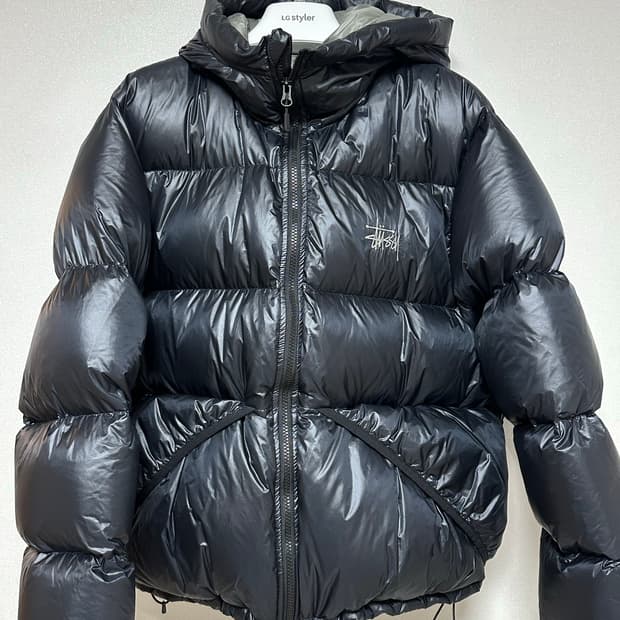 S 스투시 마이크로립스탑 패딩 팬텀블랙