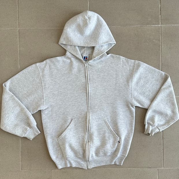 90s 빈티지 러셀 후드집업 그레이 M USA