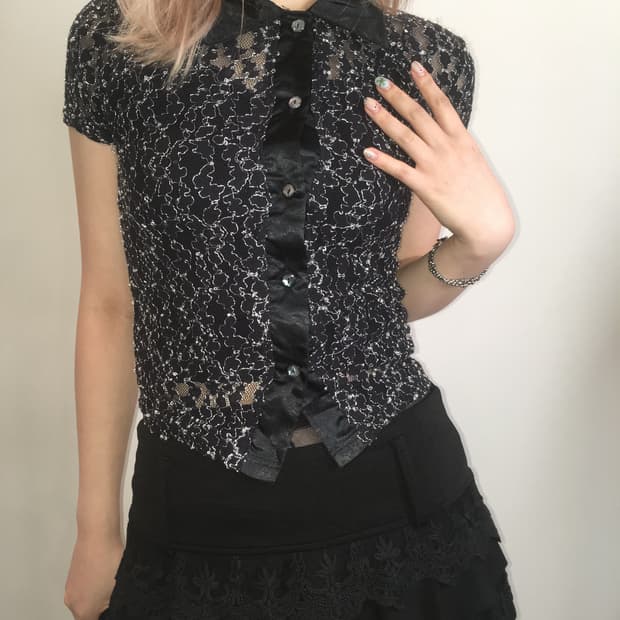 jpn vintage black see through pattern sh