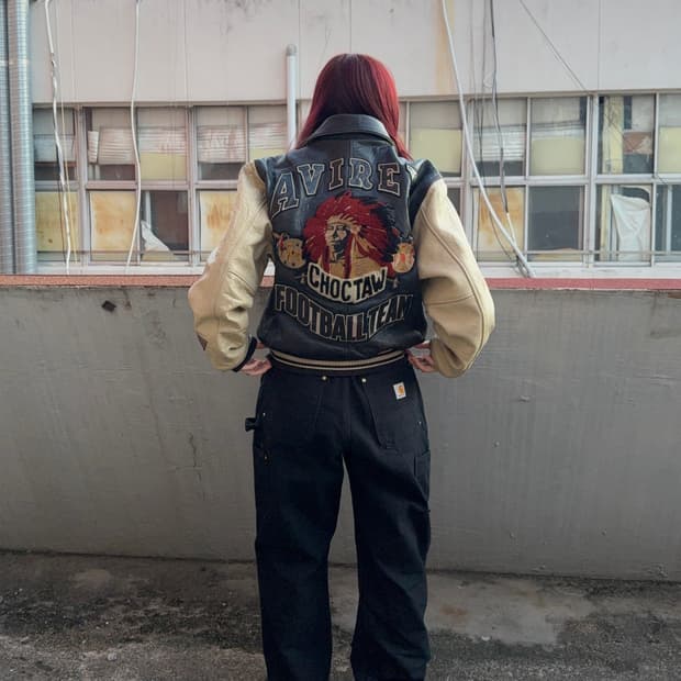 90s 아비렉스 가죽 바시티자켓