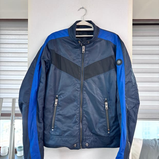 디젤 블루&블랙 나일론 바이커 자켓 (M-L)