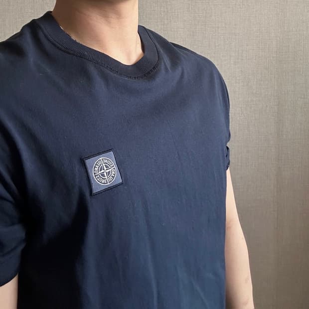 스톤 아일랜드 박스로고 라운드 반팔 티셔츠