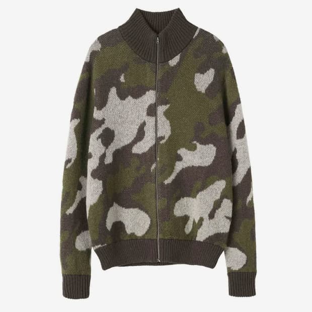 스컬프터 Camouflage Mohair Zip-Up Forest