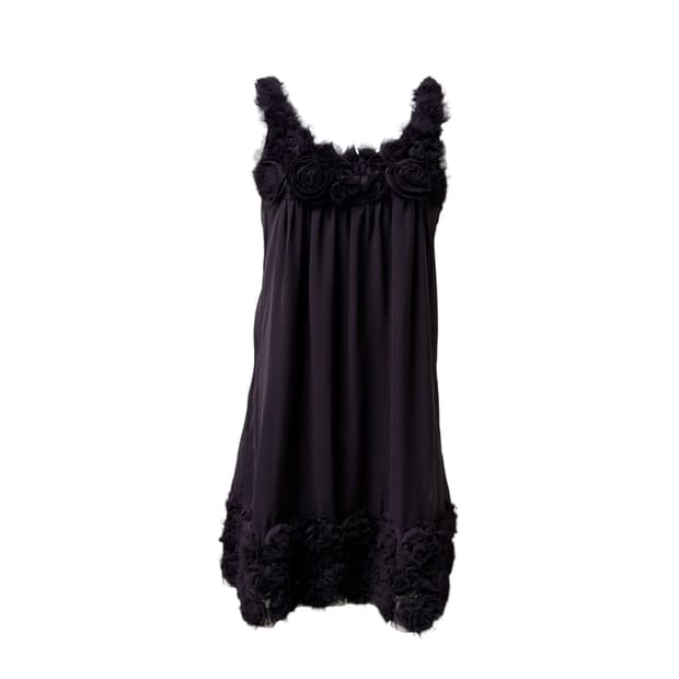 violet rose trim dress