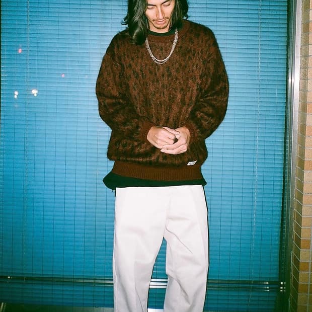 와코마리아 레오파드 모헤어 니트 브라운 L