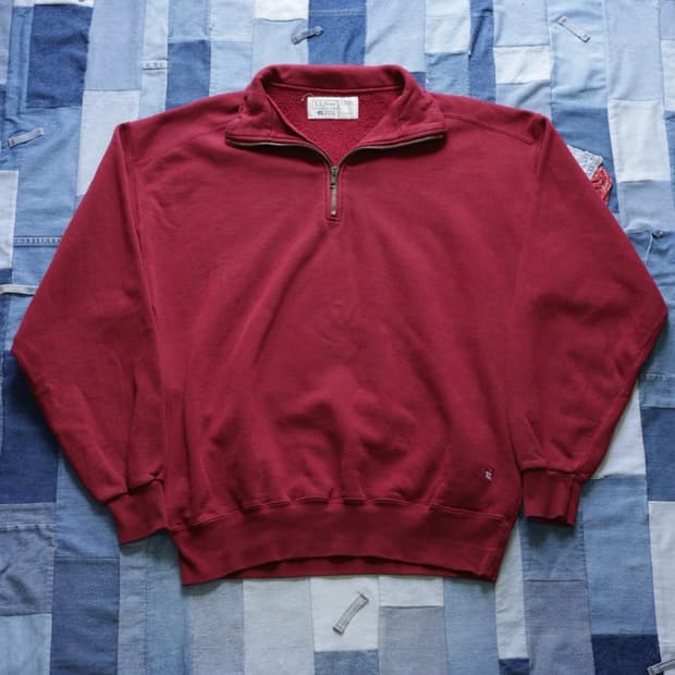 엘엘빈x러셀 90s 1/4 스웻셔츠 버건디 X Large