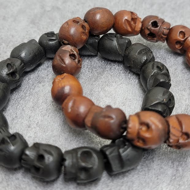 wood skull bracelet  set