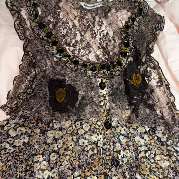 모리걸 하구미  빈티지 슬리브리스 원피스 