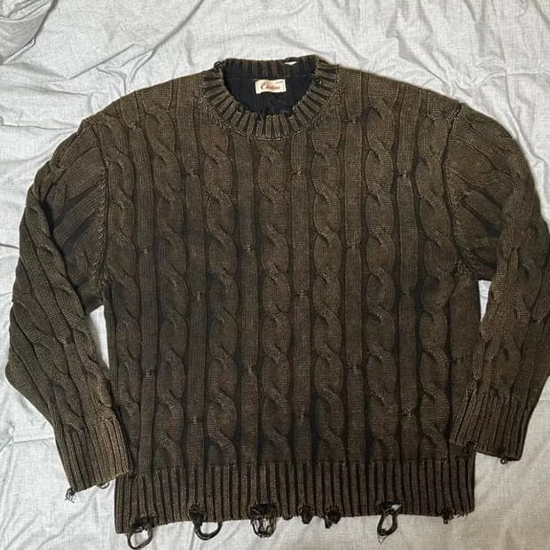 ETCE 리버서블 니트 브라운블랙 REVERSIBLE FADE WASHI