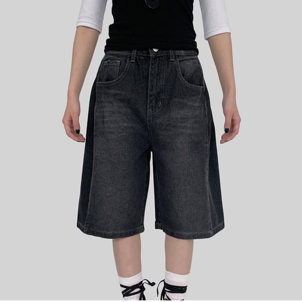 엽절개 데님 버뮤다 팬츠 XL 